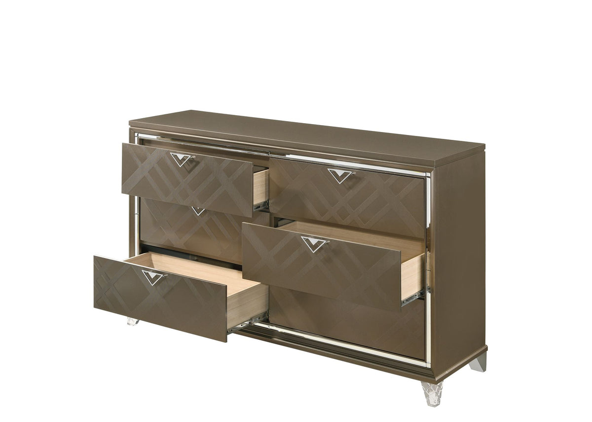 Skylar Dark Champagne Six-Drawer Dresser