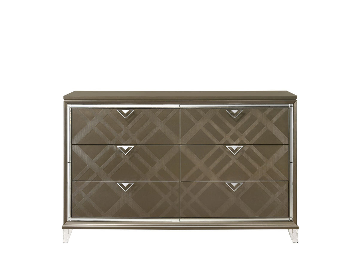 Skylar Dark Champagne Six-Drawer Dresser