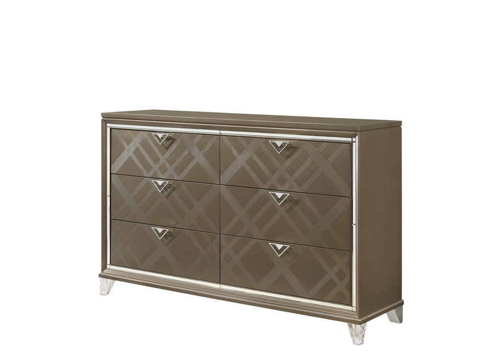 Skylar Dark Champagne Six-Drawer Dresser