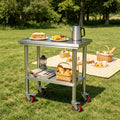 Adjustable Work Table with Shelf and Casters for Kitchen and Commercial Use