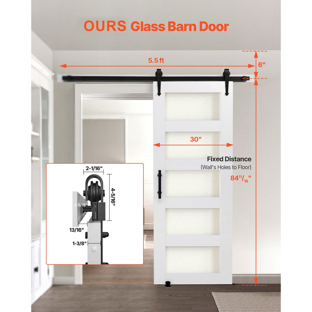 Sliding Barn Door with Hardware Kit – MDF Panel, water-ready PVC Coating