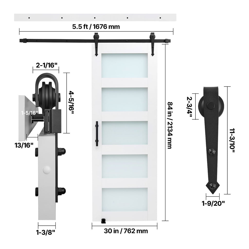 Sliding Barn Door with Hardware Kit – MDF Panel, water-ready PVC Coating