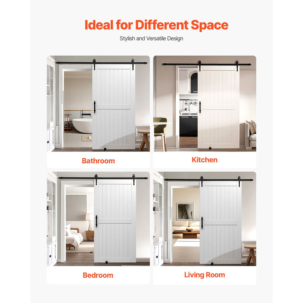 VEVOR White H-Frame Sliding Barn Door with Hardware Kit