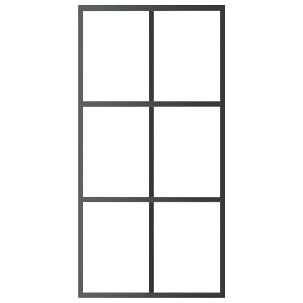 Transparent Black-Framed Sliding Door with Soft Stop
