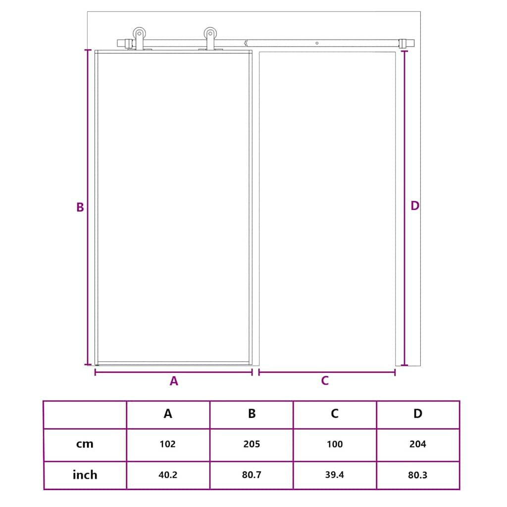 Transparent Black-Framed Sliding Door with Soft Stop