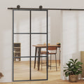 Transparent Black-Framed Sliding Door with Soft Stop