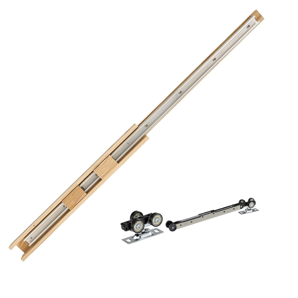 x Sliding Pocket Door with Frosted Glass & Hardware Kit