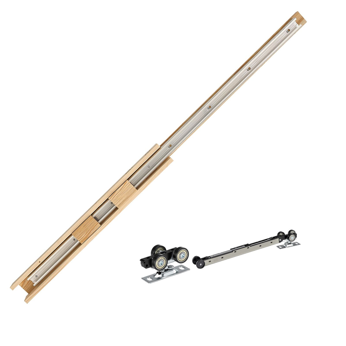 x Sliding Pocket Door with Frosted Glass & Hardware Kit