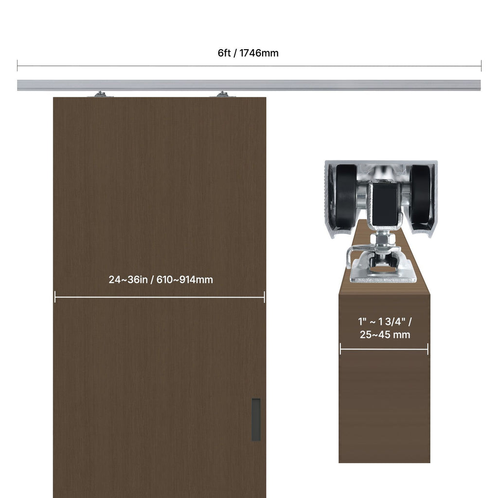 Three-Wheel Sliding Pocket Door Track Kit