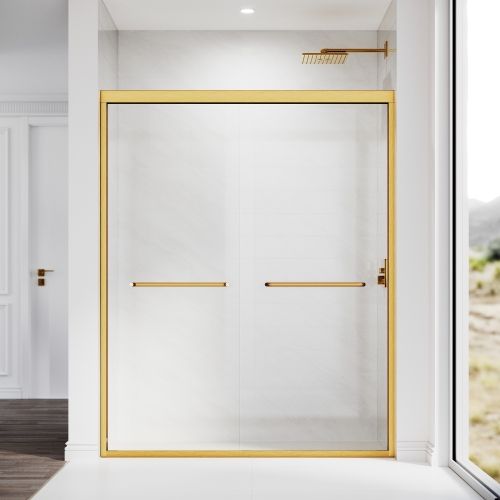 Brushed Gold Semi-Frameless Sliding Shower Door