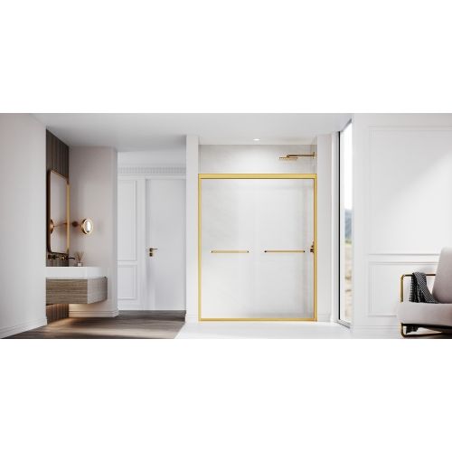 Brushed Gold Semi-Frameless Sliding Shower Door