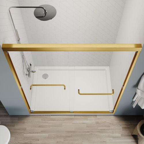 Brushed Gold Semi-Frameless Sliding Shower Door