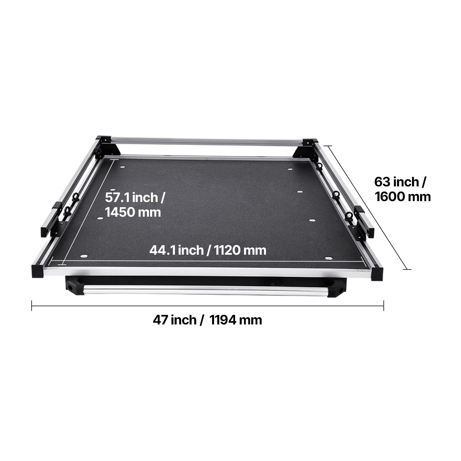 Sliding Truck Bed Organizer with Movable Rings and Pull-Out Tray