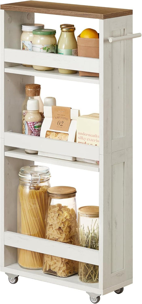 Adjustable-Shelf Slim Kitchen Cart with Wheels