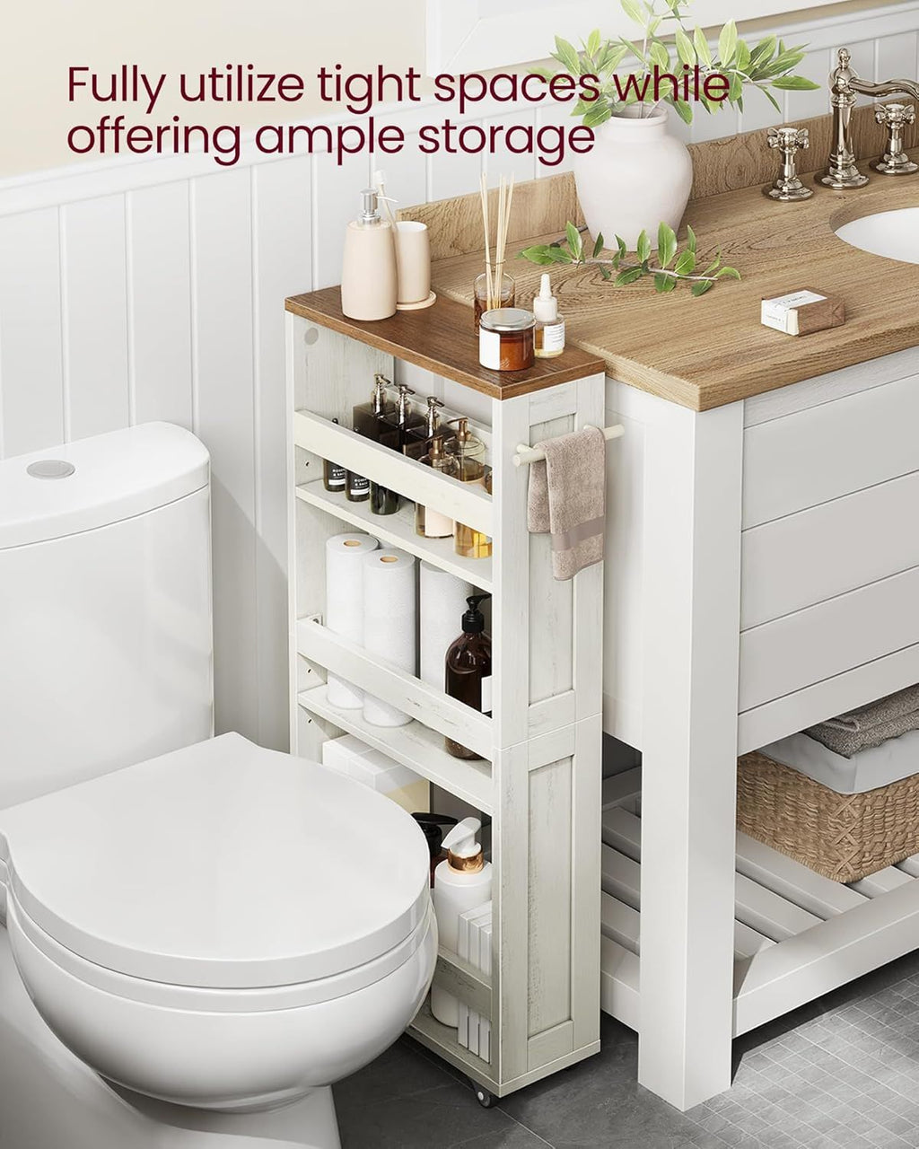 Adjustable-Shelf Slim Kitchen Cart with Wheels