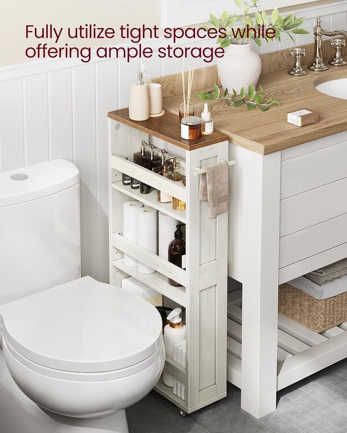 Adjustable-Shelf Slim Kitchen Cart with Wheels