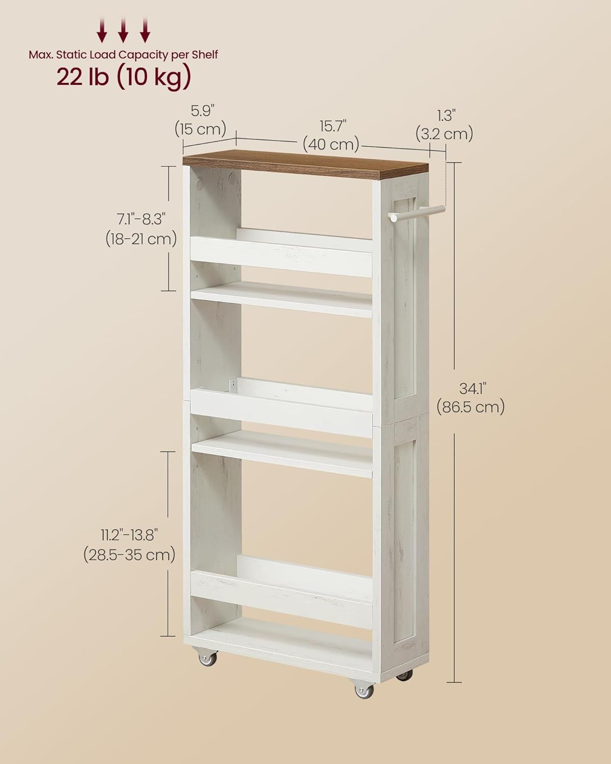 Adjustable-Shelf Slim Kitchen Cart with Wheels
