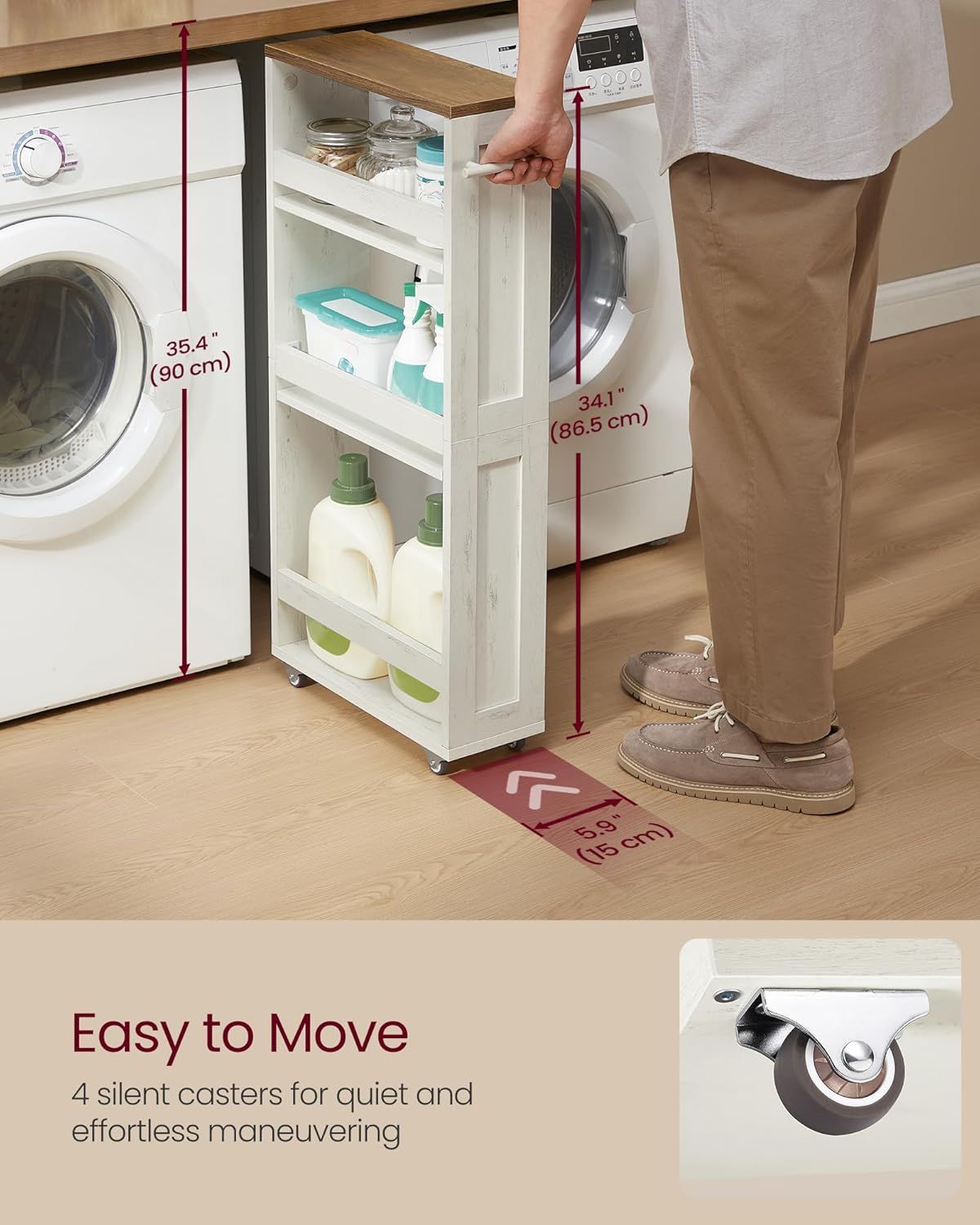 Adjustable-Shelf Slim Kitchen Cart with Wheels