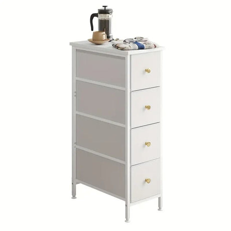 Slim Narrow Side Table with 4 Drawers for Small Spaces