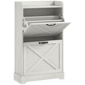 Farmhouse Shoe Cabinet with Flip Drawers and Adjustable Shelves
