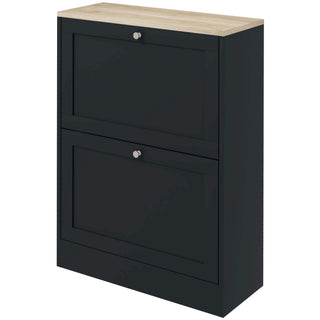 Slim Shoe Storage Cabinet – 2 Flip Drawers, Adjustable Shelves, Black
