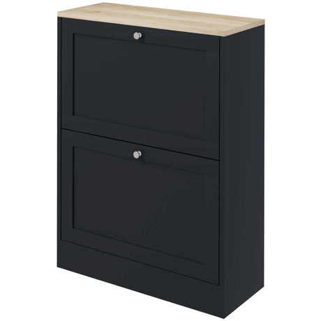 Slim Shoe Storage Cabinet – 2 Flip Drawers, Adjustable Shelves, Black