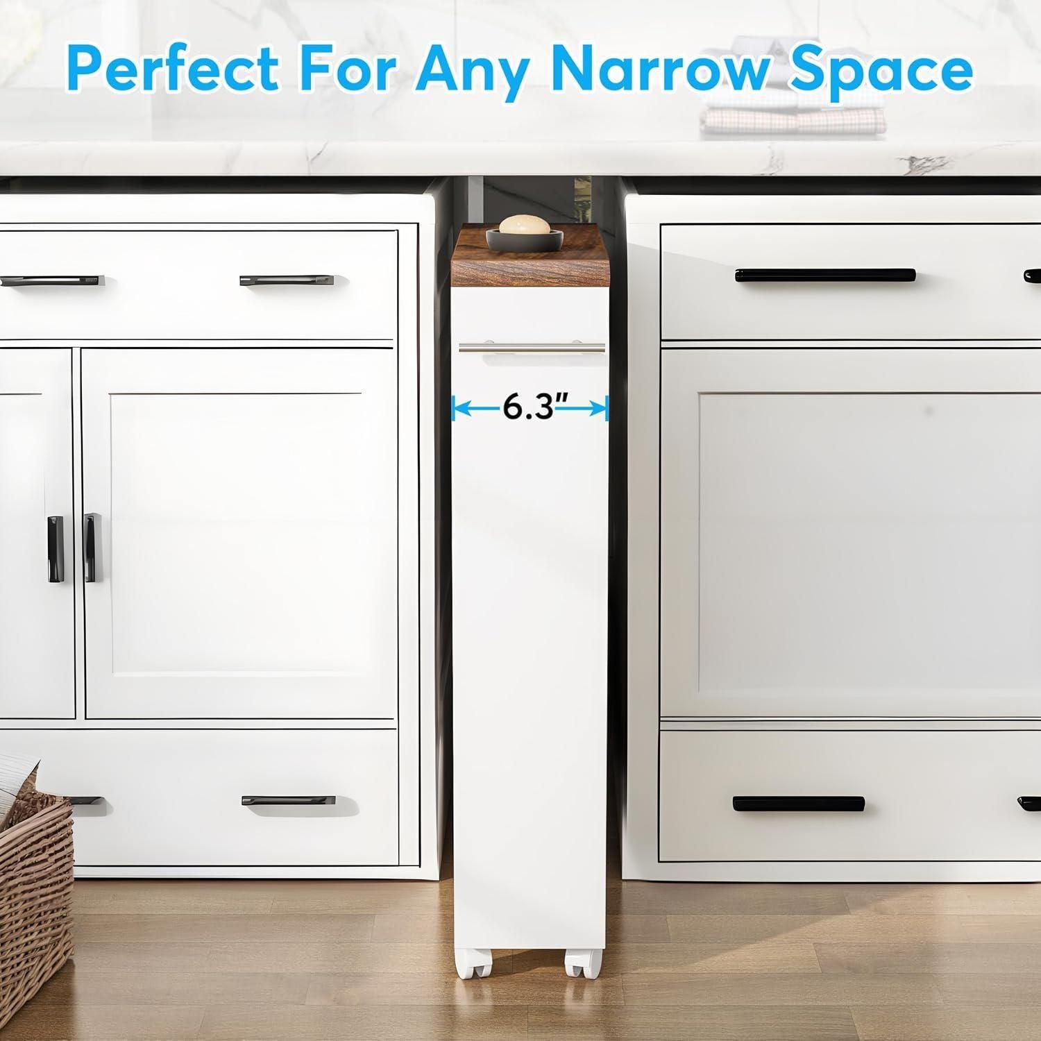 Slim Rolling Utility Cart for Narrow Spaces