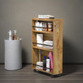 Slim Storage Cart, Rolling Narrow Kitchen Cart on Wheels for Small Place, 4-Tier Slide Out Slim Util