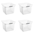 Small 1.5 Bushel Square Plastic Laundry Basket with 2 Comfort Grip Handles, White, 6 Pack