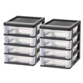 Compact 4-Drawer Desktop Organizer, Black-Clear Set of 2 – Stackable Storage