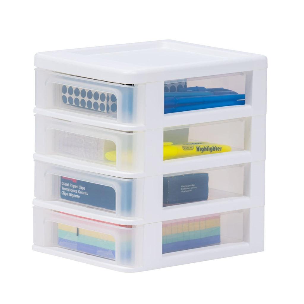 4-Drawer Desktop Organizer with Smooth Glide Drawers and Stackable Design