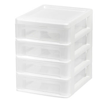 4-Drawer Desktop Organizer with Smooth Glide Drawers and Stackable Design