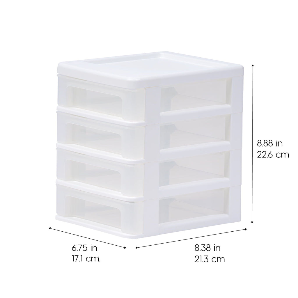 4-Drawer Desktop Organizer with Smooth Glide Drawers and Stackable Design