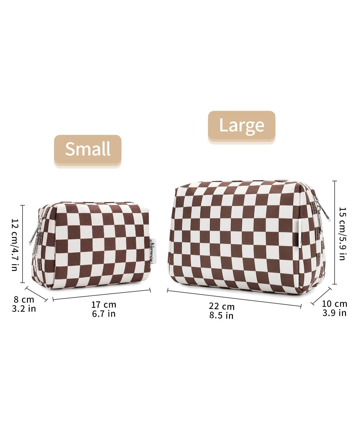 Small Checkered Makeup Bag With Zipper Compartments