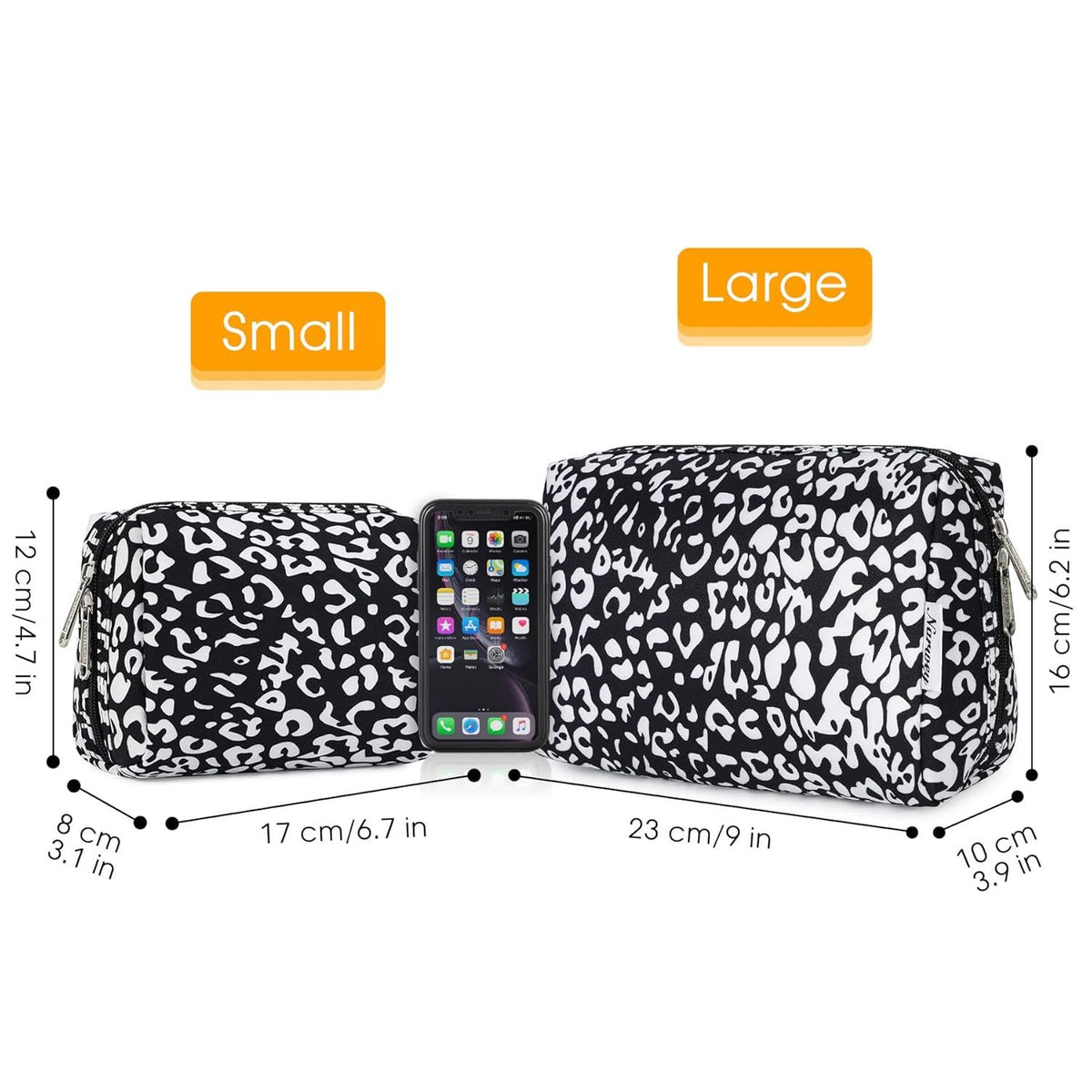 Cheetah Print Mini Makeup Bag with Zipper Compartments
