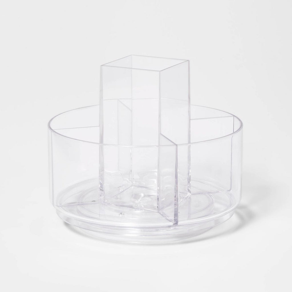 Clear Makeup Turntable Organizer with 5 Compartments