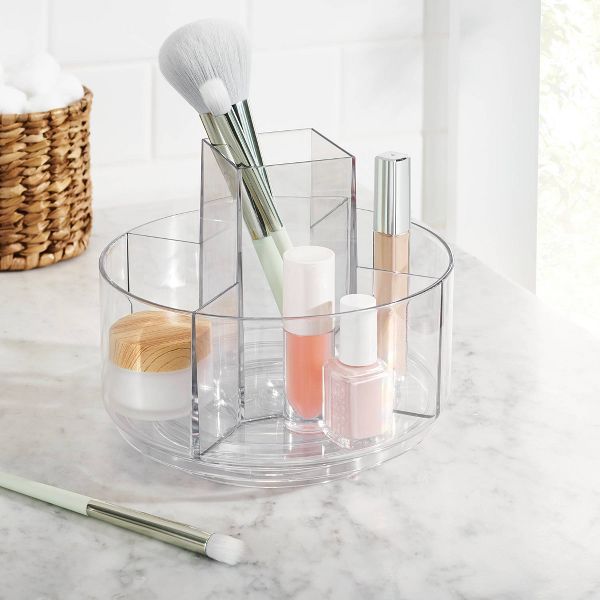 Clear Makeup Turntable Organizer with 5 Compartments