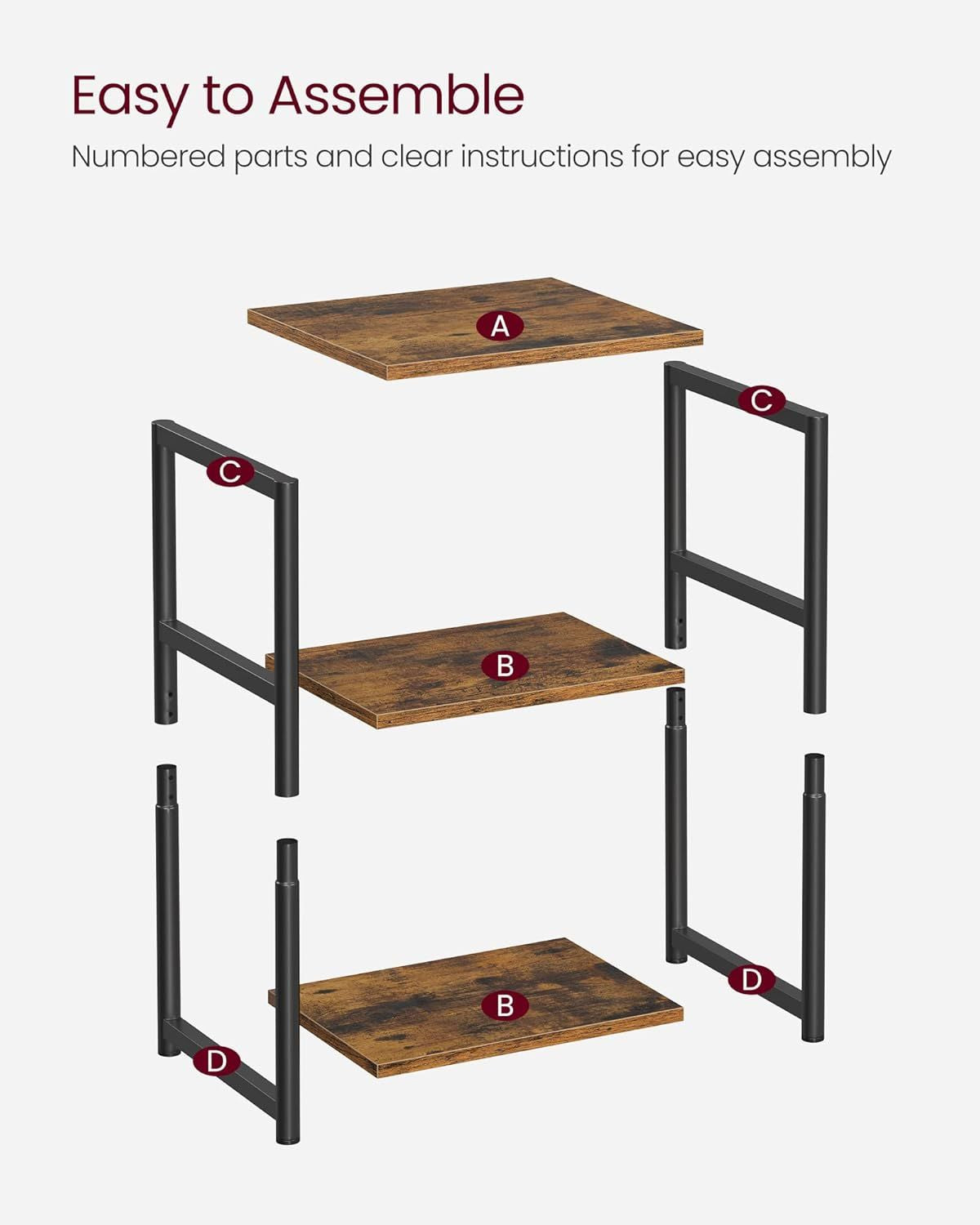 3-Tier End Table for Small Spaces – Rustic Brown and Black