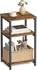 3-Tier End Table for Small Spaces – Rustic Brown and Black