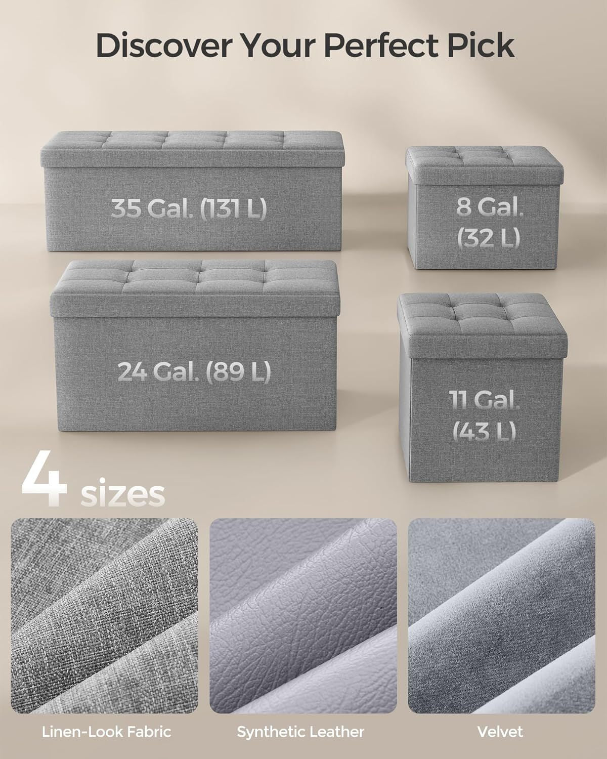 Storage Ottoman with Extra Space for Clothes and Magazines