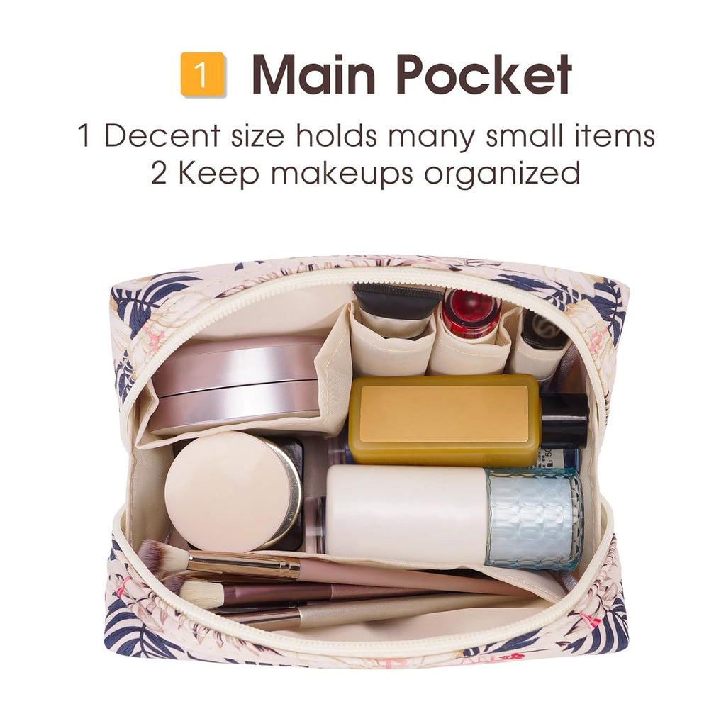 Small Zipper Makeup Bag with Compartments for Purse and Travel