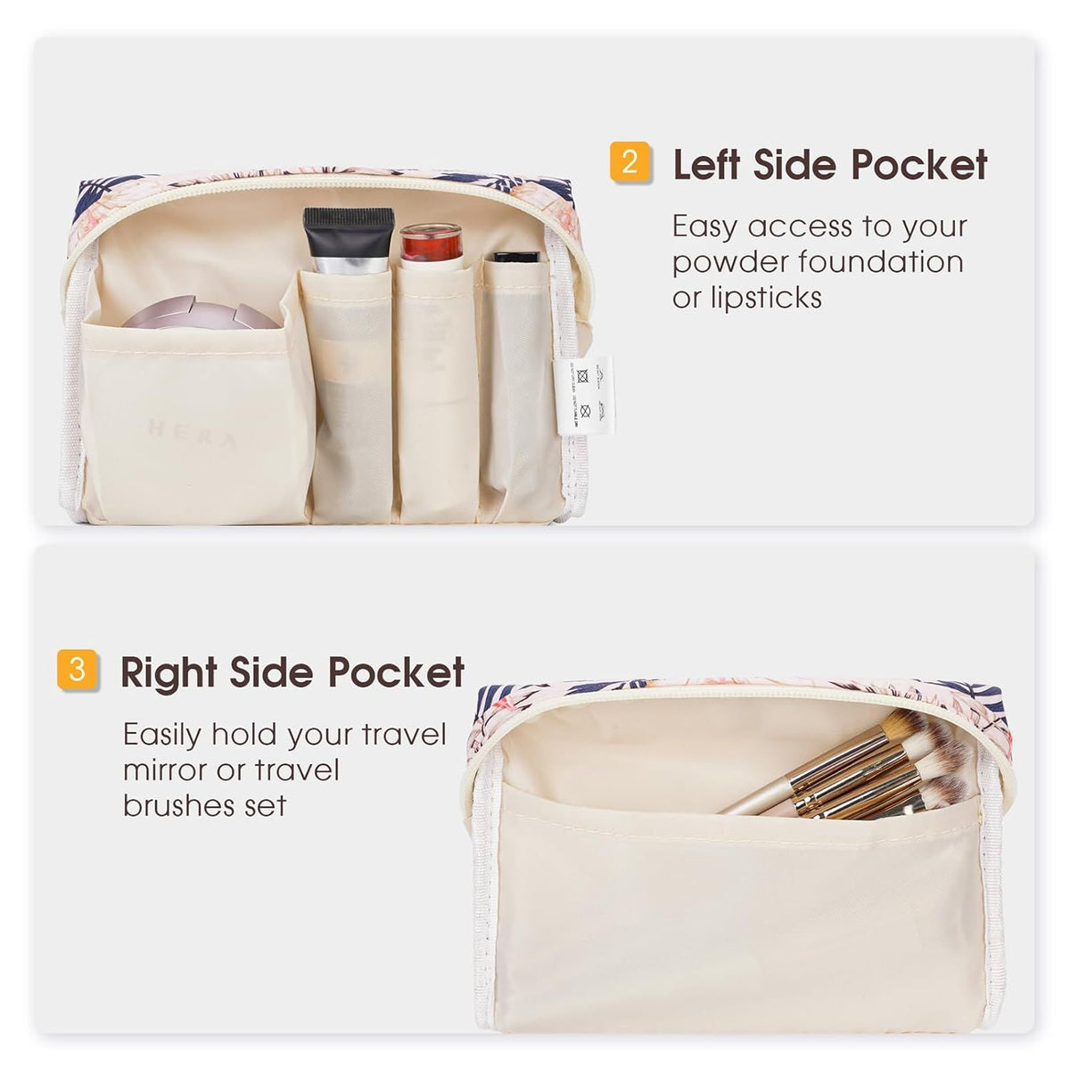 Small Zipper Makeup Bag with Compartments for Purse and Travel