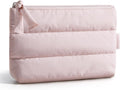 Small Makeup Bag, Puffy Portable Cosmetic Pouch with Charm Zipper, Water-Resistant Travel
