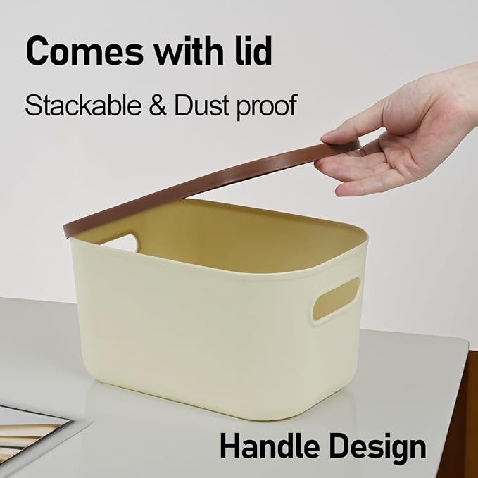 Stackable Small Storage Bins with Flip-Top Lids for Tidy Spaces