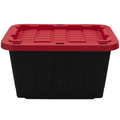 Small Storage Bin with Snap-On Lid, Black and Red – 4 Pack