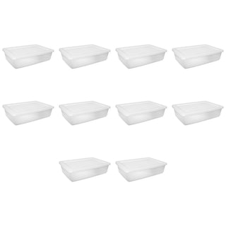 28 Quart Clear Plastic Storage Bins with Snap-On Lids, 10 Pack