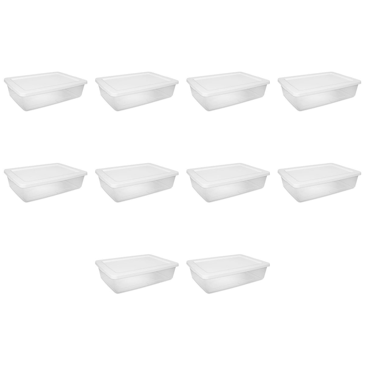 28 Quart Clear Plastic Storage Bins with Snap-On Lids, 10 Pack