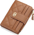 Small Bifold Wallet for Women with Zipper Pocket and ID Window