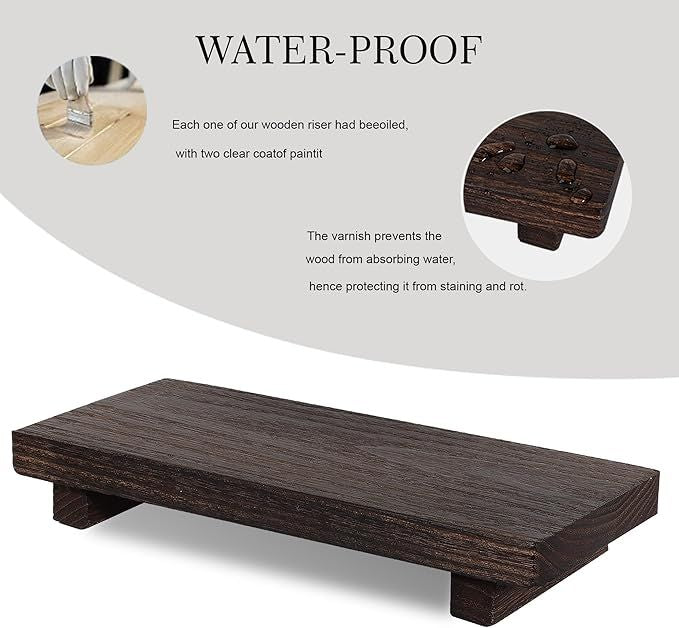 Farmhouse Small Wood Tray Pedestal Stand for Bathroom or Kitchen Decor