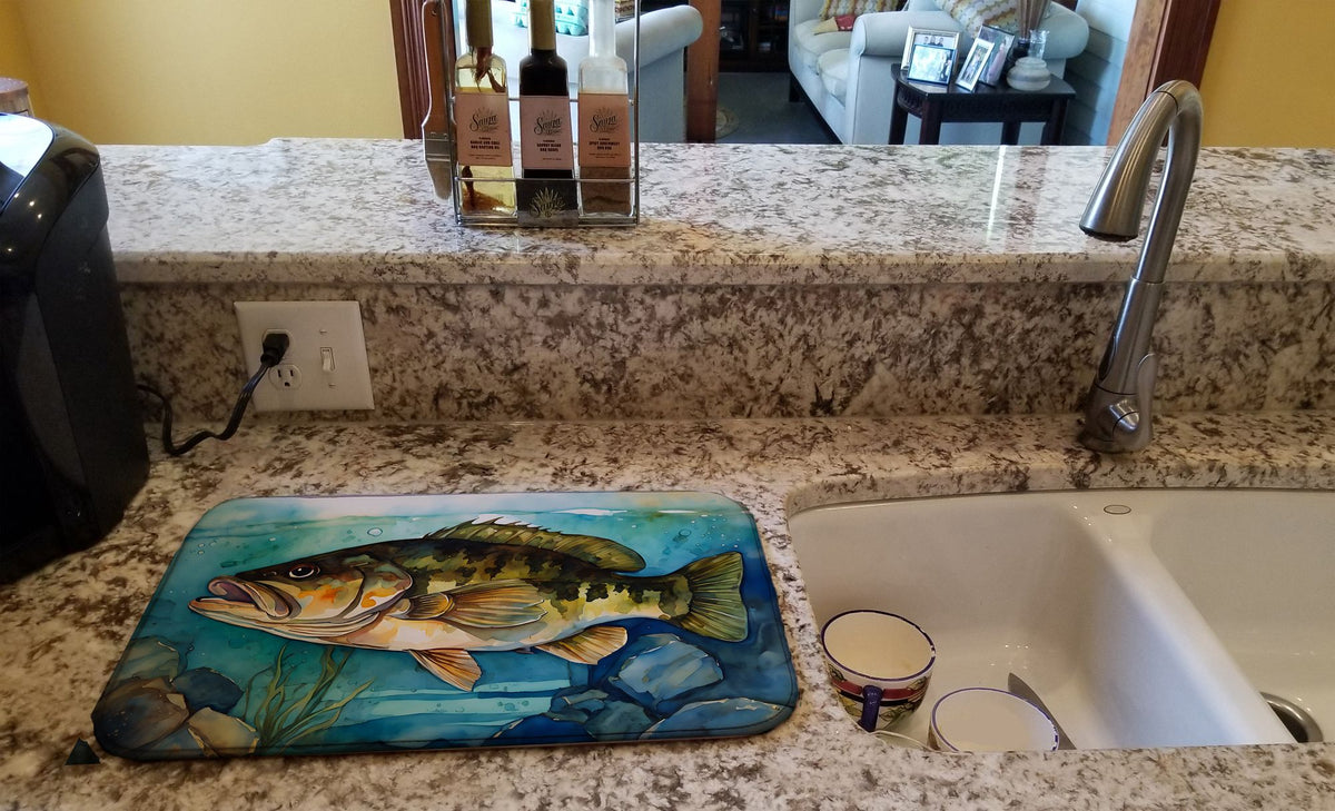Smallmouth Bass Artwork Dish Drying Mat